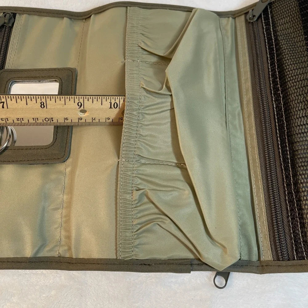 Olive‎ Green Suede Travel Hanging Toiletry Makeup Jewelry Organizer Adjustable